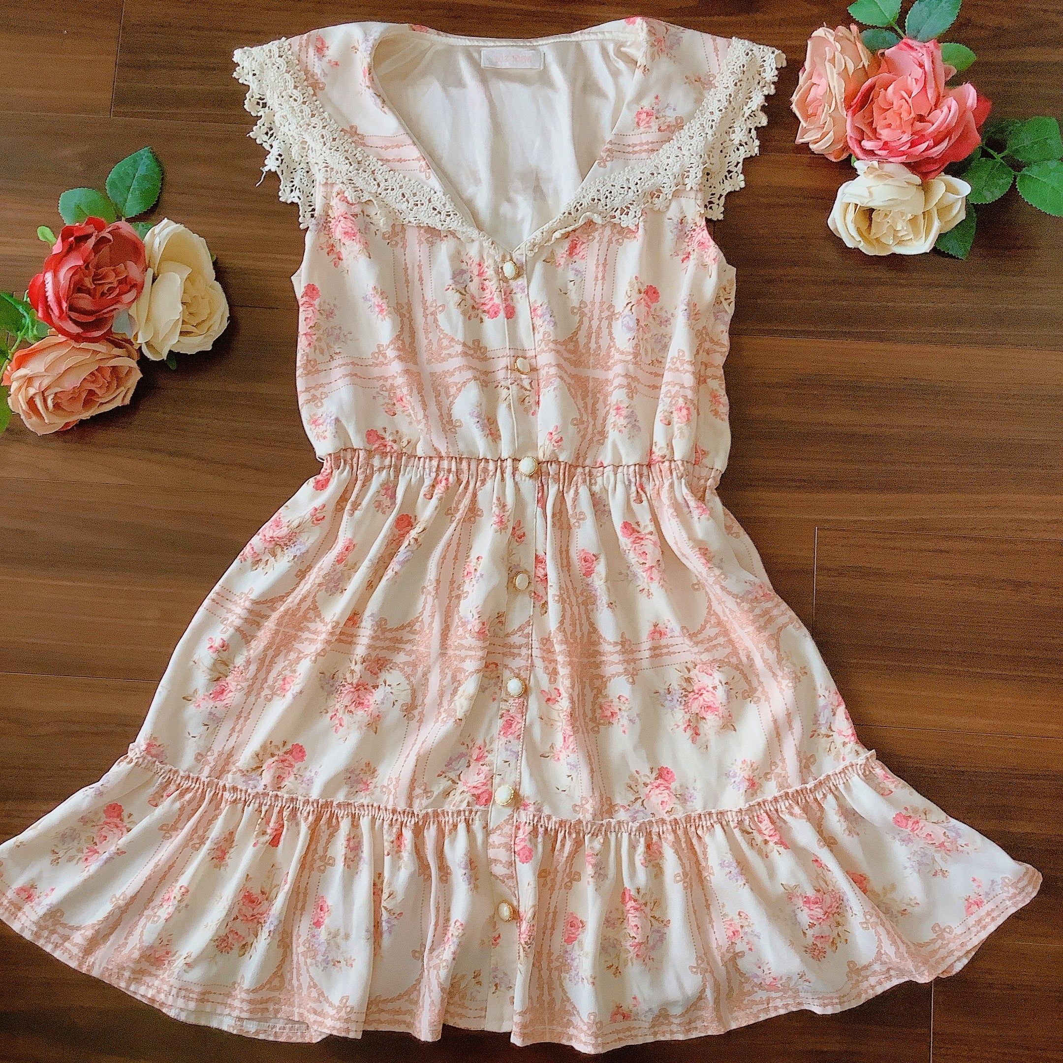 LIZ LISA Sailor Collar Floral Dress ...